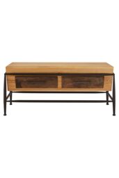 Orsina Coffee Table With Ash Wood Top & Metal Frame, Modern Table With 2 Convenient Drawers, Ideal For Compact Spaces in Natural - thumbnail 1