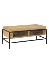 Orsina Coffee Table With Ash Wood Top & Metal Frame, Modern Table With 2 Convenient Drawers, Ideal For Compact Spaces in Natural - thumbnail 2