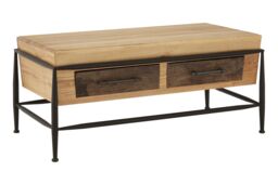 Orsina Coffee Table With Ash Wood Top & Metal Frame, Modern Table With 2 Convenient Drawers, Ideal For Compact Spaces in Natural - thumbnail 3