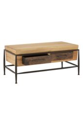 Orsina Coffee Table With Ash Wood Top & Metal Frame, Modern Table With 2 Convenient Drawers, Ideal For Compact Spaces in Natural - thumbnail 4