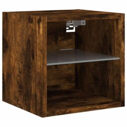 Berkfield Home TV Wall Cabinet with LED Lights Smoked Oak 30x28.5x30 cm in Brown - thumbnail 7