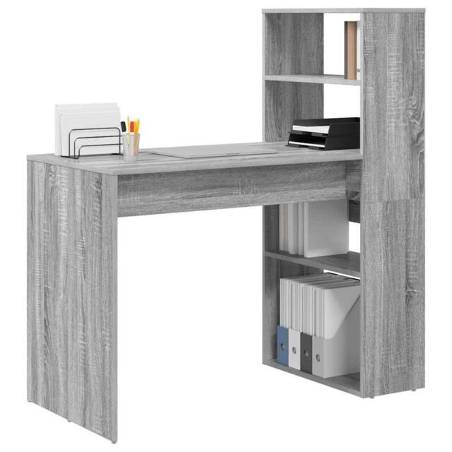 Berkfield Home Modern Desk with Storage Grey Sonoma 113x54x120 cm Engineered Wood - Size: 113 x 54 x 120 cm - image 1