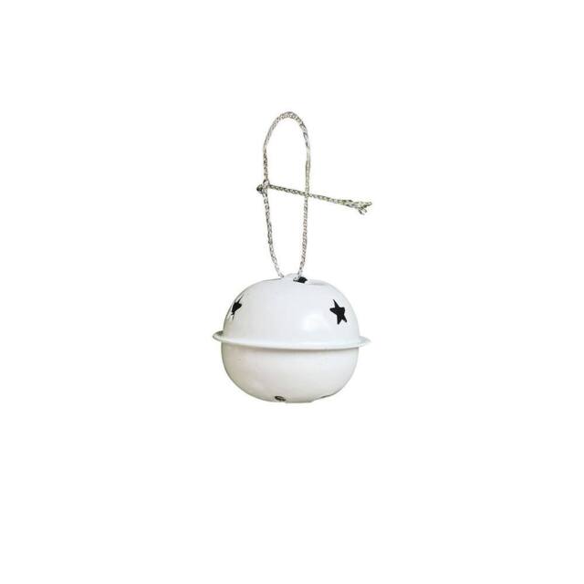 Melody Maison Set Of 8 White Hanging Bell Christmas Decorations - 4cm - image 1