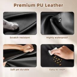 Gartistgo Manual Recliner Armchair PU Leather Padded Lounge Chair Sofa in Black - thumbnail 5