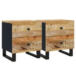 Berkfield Home Beautiful Bedside Cabinets 2 pcs 40x33x46 cm Solid Wood Mango in Tan - Size: 40 x 33 x 46 cm - thumbnail 3