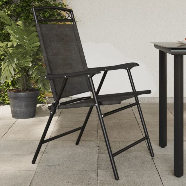 Berkfield Home Folding Garden Chairs 2 pcs Melange Grey Steel & Textilene - image 1