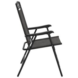 Berkfield Home Folding Garden Chairs 2 pcs Melange Grey Steel & Textilene - thumbnail 6