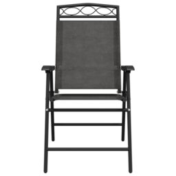 Berkfield Home Folding Garden Chairs 2 pcs Melange Grey Steel & Textilene - thumbnail 5