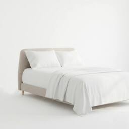 Snug City Soft Plain Brushed Cotton Fitted Flat Sheet Matching Pillowcases Set in White - Size: Single - thumbnail 2