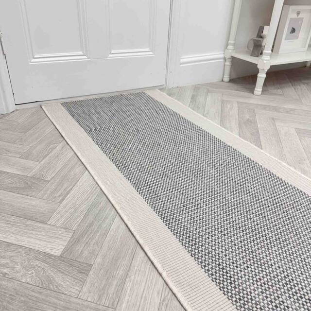 runrug Carpet Runner Rug - Indoor/Outdoor, Reversible, 2mm - 'Vichy' in Grey - Size: 60 cm x 390 cm - image 1