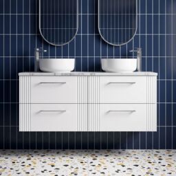 Balterley 4 Drawer Wall Hung Vanity Unit Marble Laminate Worktop, White 1200mm - thumbnail 8