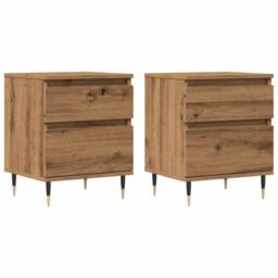 Berkfield Home Bedside Cabinets 2 pcs Artisan Oak 40x35x50 cm Engineered Wood in Brown - Size: 40 x 35 x 50 cm - thumbnail 2