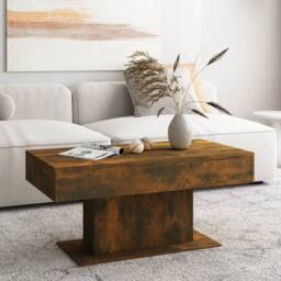Berkfield Home Modern Coffee Table Smoked Oak 96x50x45 cm Engineered Wood in Brown - Size: 96 x 50 x 45 cm - thumbnail 1