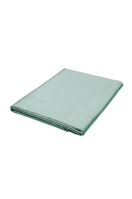 1951 'Luxury 400 Thread Count' Cotton Sateen Flat Sheet in Green - Size: King Flat - image 1
