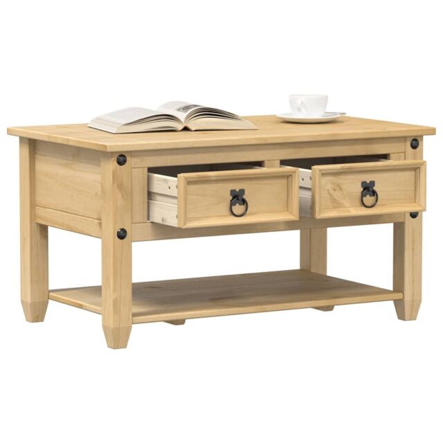 Berkfield Home Coffee Table with Drawers Corona 85x50x45 cm Solid Wood Pine in Brown - Size: 85 x 50 x 45 cm - image 1