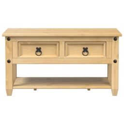 Berkfield Home Coffee Table with Drawers Corona 85x50x45 cm Solid Wood Pine in Brown - Size: 85 x 50 x 45 cm - thumbnail 4
