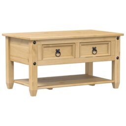 Berkfield Home Coffee Table with Drawers Corona 85x50x45 cm Solid Wood Pine in Brown - Size: 85 x 50 x 45 cm - thumbnail 2
