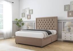 "Sloomy Montana Plush Divan Bed Base No Drawers - 54"" Headboard in Taupe - Size: King" - thumbnail 3