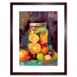 "Artery8 Wall Art Print A Jar of Homemade Orange & Plum Fruit Preserves Artwork Framed 9X7 Inch in Brown - Size: W7"" x H9""" - thumbnail 1