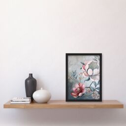 "Artery8 Exotic Audubon Style Delicate Flowers Painting Framed Art Print in Blue - Size: W12"" x H16""" - thumbnail 4