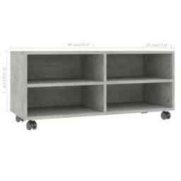 Berkfield Home TV Cabinet with Castors Concrete Grey 90x35x35 cm Engineered Wood - Size: 90 x 35 x 35 cm - thumbnail 6