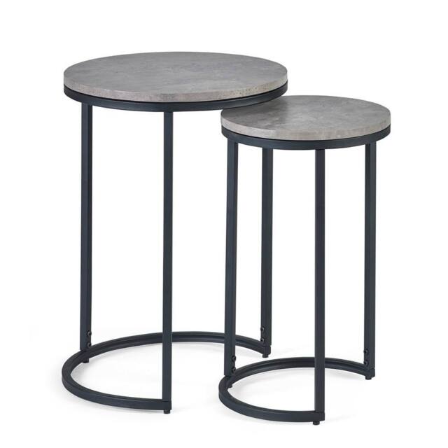 Cheshire Harstad Round Nesting Side Tables in Concrete & Black in Grey - image 1