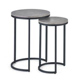 Cheshire Harstad Round Nesting Side Tables in Concrete & Black in Grey - thumbnail 1