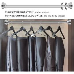 KORVIXA 2Pcs Extendable Stainless Steel Wardrobe Clothes Rod in Silver - Size: 500mm - thumbnail 3