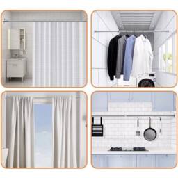 KORVIXA 2Pcs Extendable Stainless Steel Wardrobe Clothes Rod in Silver - Size: 500mm - thumbnail 2