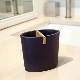 Showerdrape Sonata White & Bamboo Toothbrush Holder in Black - thumbnail 1
