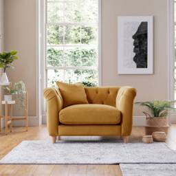 The Great Sofa Company Kensington Velvet Chesterfield Armchair in Gold - thumbnail 1