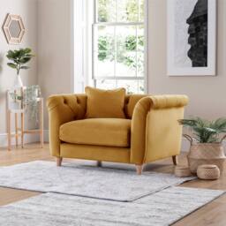 The Great Sofa Company Kensington Velvet Chesterfield Armchair in Gold - thumbnail 2