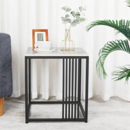 NESTLUNE Small Coffee Table Nordic Marble Sofa Side Table in Black - Size: 100 cm x 15 cm - thumbnail 4