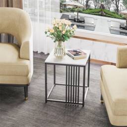 NESTLUNE Small Coffee Table Nordic Marble Sofa Side Table in Black - Size: 100 cm x 15 cm - thumbnail 5