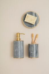 Orsina Grey Marble Range Grey Marble Brass Tumbler - thumbnail 3
