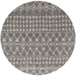 THE RUGS Soft Moroccan Diamond Shaggy Rugs & Runners Grey Ivory Living Room - Size: 80 cm x 300 cm - thumbnail 5