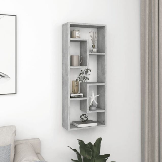 Berkfield Home Wall Shelf Concrete Grey 36x16x90 cm Engineered Wood - Size: 36 x 16 x 90 cm - image 1