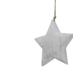 Lemon Pavilion Furniture and Decor Large Whitewashed Rustic Hanging Star - Wood - L5xW18xH19 cm - White - thumbnail 3