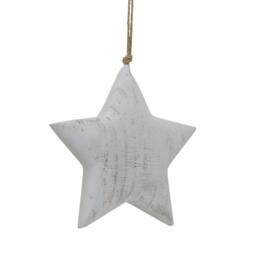 Lemon Pavilion Furniture and Decor Large Whitewashed Rustic Hanging Star - Wood - L5xW18xH19 cm - White - thumbnail 1