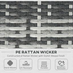 OUTSUNNY 6 Pieces Rattan Furniture Set Conservatory Sofa Deluxe Wicker Garden in Grey - thumbnail 4