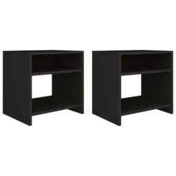 Berkfield Home Elegant Bedside Cabinets 2 pcs Black 40x30x40 cm Engineered Wood - Size: 40 x 30 x 40 cm - thumbnail 2