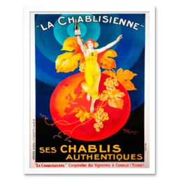 "Artery8 Advert Chablis Wine France Artistic Vintage 12x16"" Framed Art Print in White - Size: W12"" x H16""" - thumbnail 1