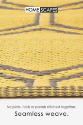 Homescapes Luxury Outdoor Rug Waterproof Reversible for Garden, Yellow Honeycomb - Size: 120 cm x 180 cm - thumbnail 4