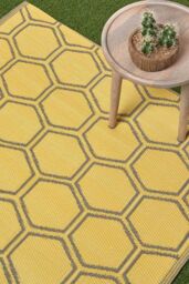 Homescapes Luxury Outdoor Rug Waterproof Reversible for Garden, Yellow Honeycomb - Size: 120 cm x 180 cm - thumbnail 2