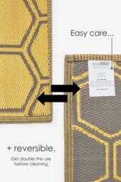 Homescapes Luxury Outdoor Rug Waterproof Reversible for Garden, Yellow Honeycomb - Size: 120 cm x 180 cm - thumbnail 6