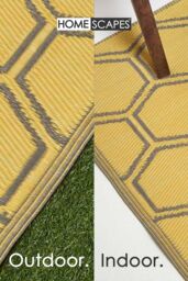 Homescapes Luxury Outdoor Rug Waterproof Reversible for Garden, Yellow Honeycomb - Size: 120 cm x 180 cm - thumbnail 5