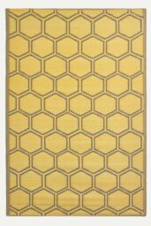 Homescapes Luxury Outdoor Rug Waterproof Reversible for Garden, Yellow Honeycomb - Size: 120 cm x 180 cm