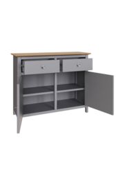 FWStyle 2 Door 2 Drawer Oak Sideboard Ready Assembled Grey - thumbnail 5