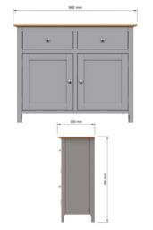 FWStyle 2 Door 2 Drawer Oak Sideboard Ready Assembled Grey - thumbnail 6