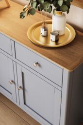 FWStyle 2 Door 2 Drawer Oak Sideboard Ready Assembled Grey - thumbnail 3